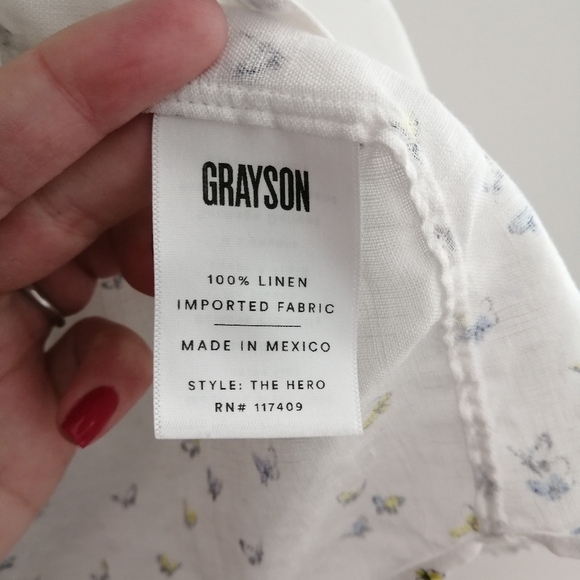 Anthropologie Grayson The Hero 100% Linen Butterfly Print White Button Up 3 or M - Picture 15 of 16